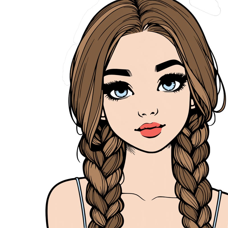 realistic girl with braids