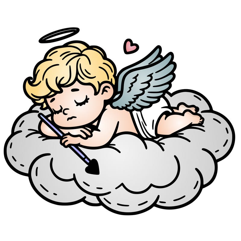 cupid asleep on a cloud