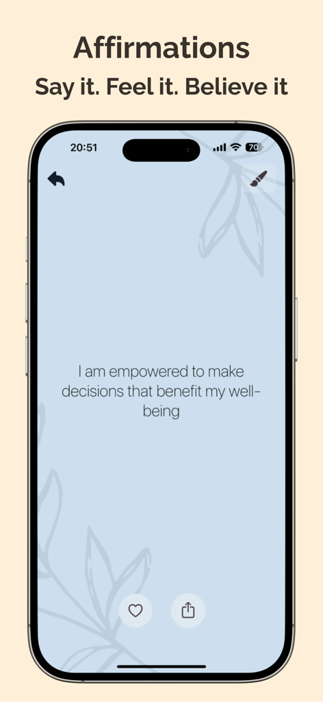 Gratitude Journal & Self Care - Screen displaying a positive daily affirmation in the Gratefully gratitude journal app
