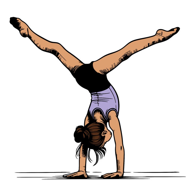 realistic gymnastic hand stand girl in four splits