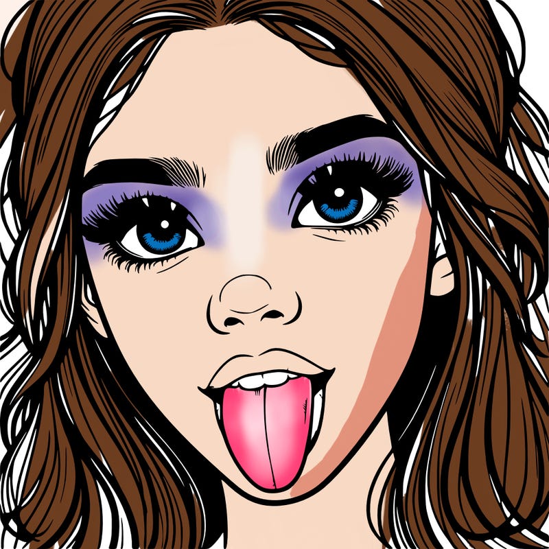 realistic girl with her tongue out