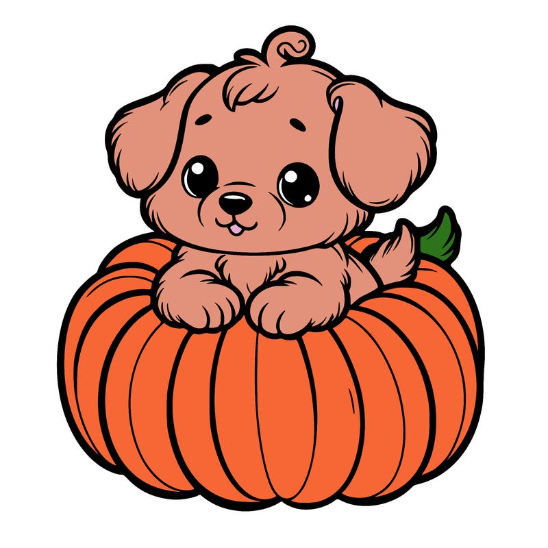 cute little puppy in a pumpkin