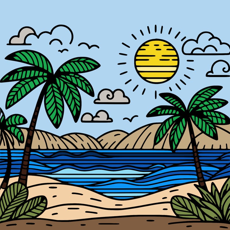 ocean with palm trees