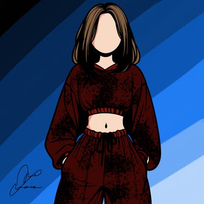 realistic girl faceless with baggy pants and a crop top