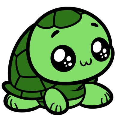 cute little animated turtle