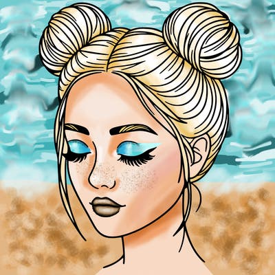 woman with hair buns