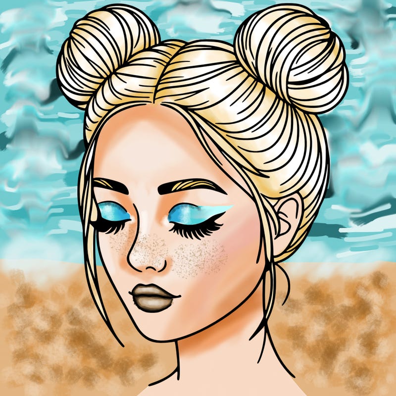 woman with hair buns