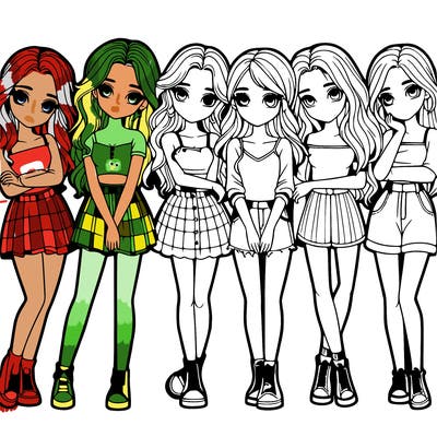 a group of girls realistic