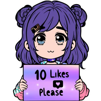 a girl with a sign saying 10 likes please