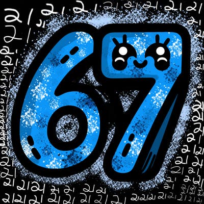 the numbers 67