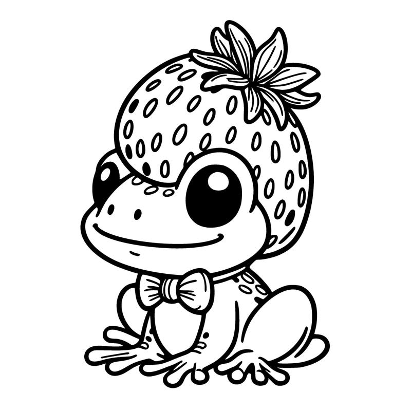 froggy with strawberry on his head