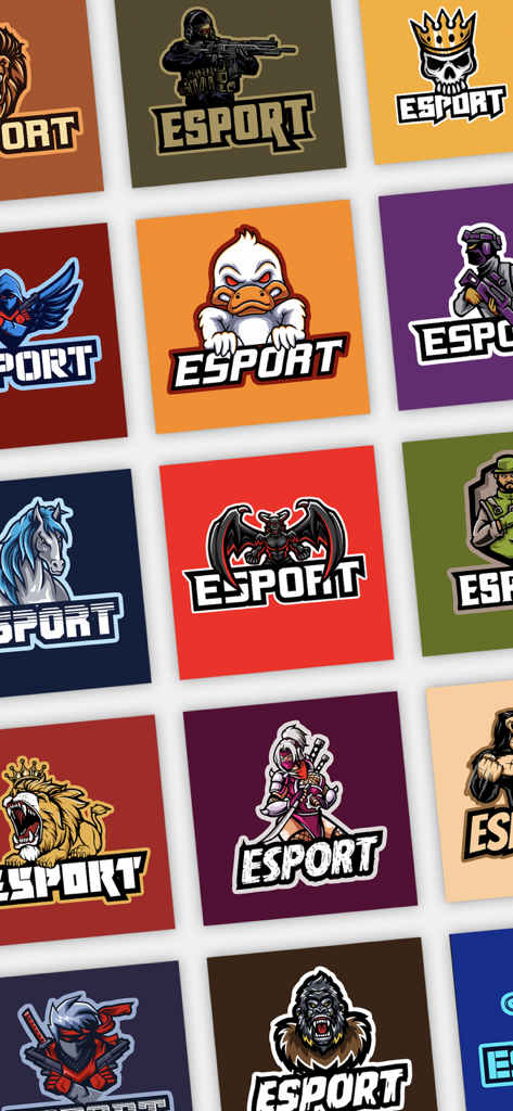 eSport Logo Maker - Make Logos - A collection of various gaming mascot logos for esport teams featuring animals ninjas and skulls