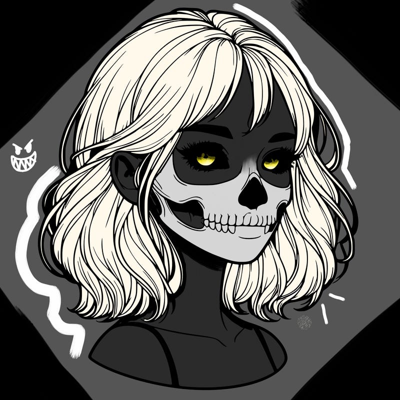 realistic girl with skull