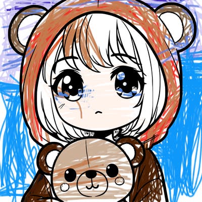 cute teen in a bear hoodie with a bear plushie