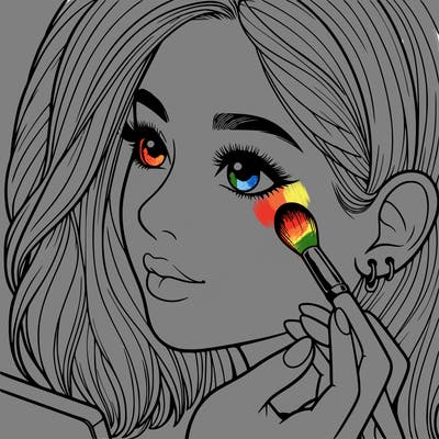 a realistic girl doing her makeup