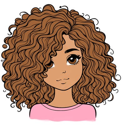 realistic girl with curly hair