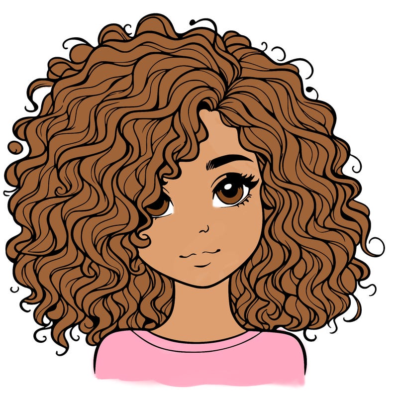 realistic girl with curly hair