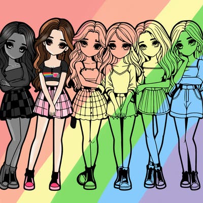 a group of girls realistic