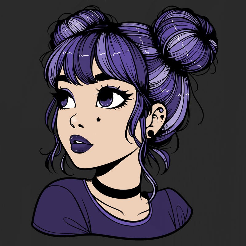 realistic girl with spacebuns