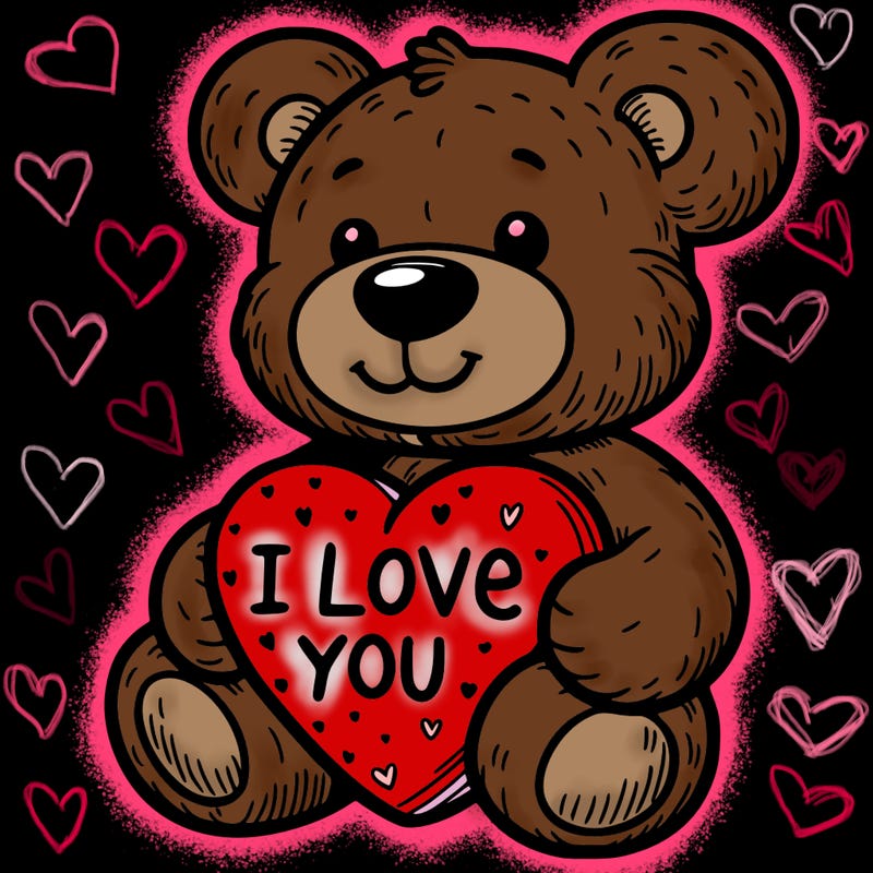teddy bear holding an i love you heart