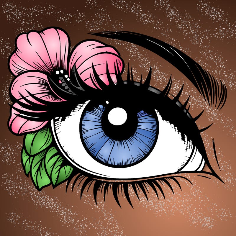 realistic eye with flower
