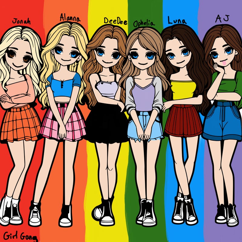 a group of girls realistic