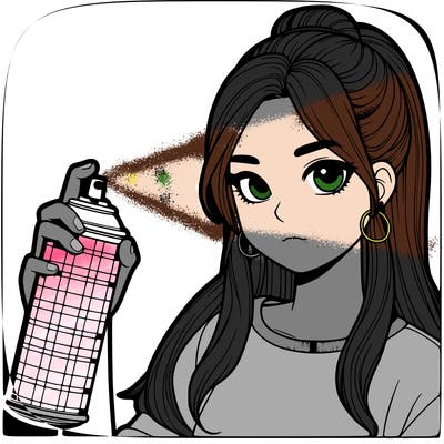 a realistic girl spray, painting