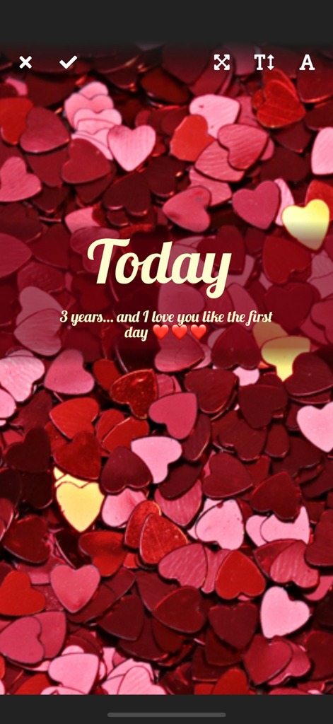 Big Days - Events Countdown - Anniversary milestone screen in Big Days app with a red heart background and sentimental text