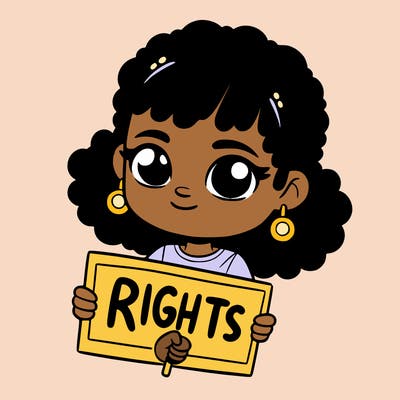 black girl holding a rights sign