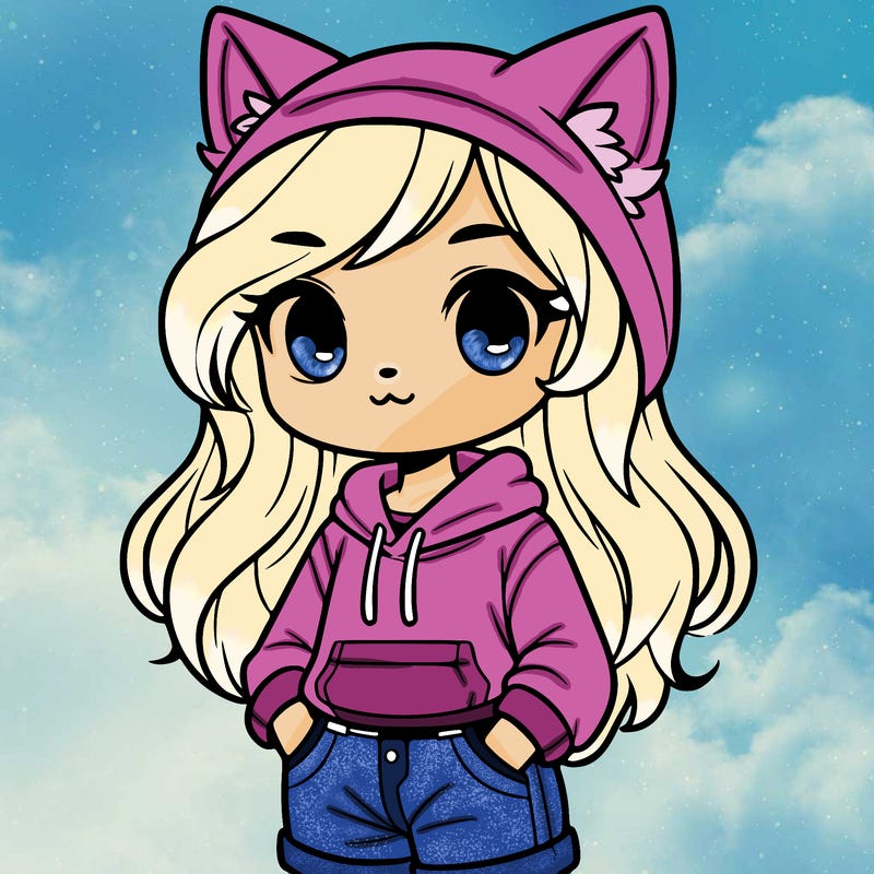 girl with wolf ears jeans and hoodie