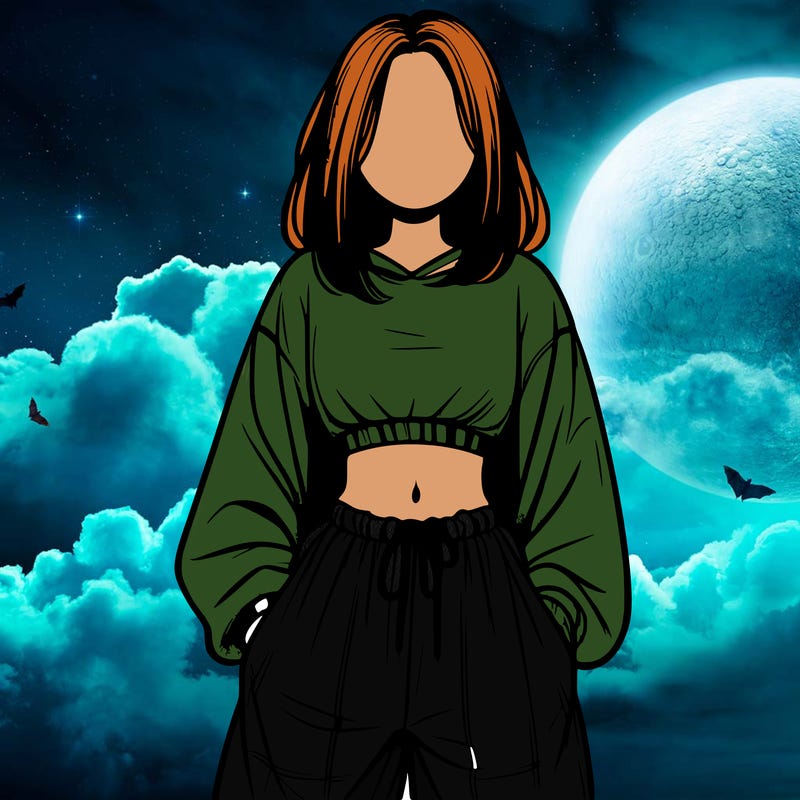 realistic girl faceless with baggy pants and a crop top