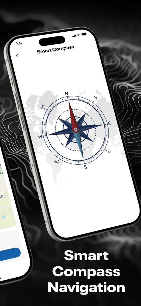 Navigation par boussole numérique intelligente sur l'écran de l'iPhone