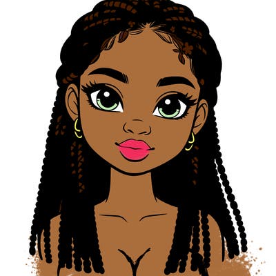 a realistic black girl with braids