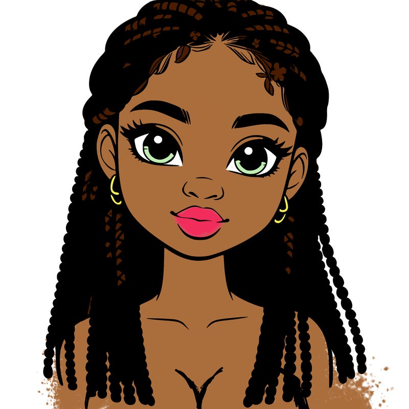a realistic black girl with braids