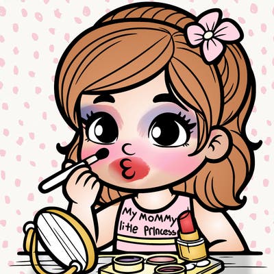 a kid doing her makeup