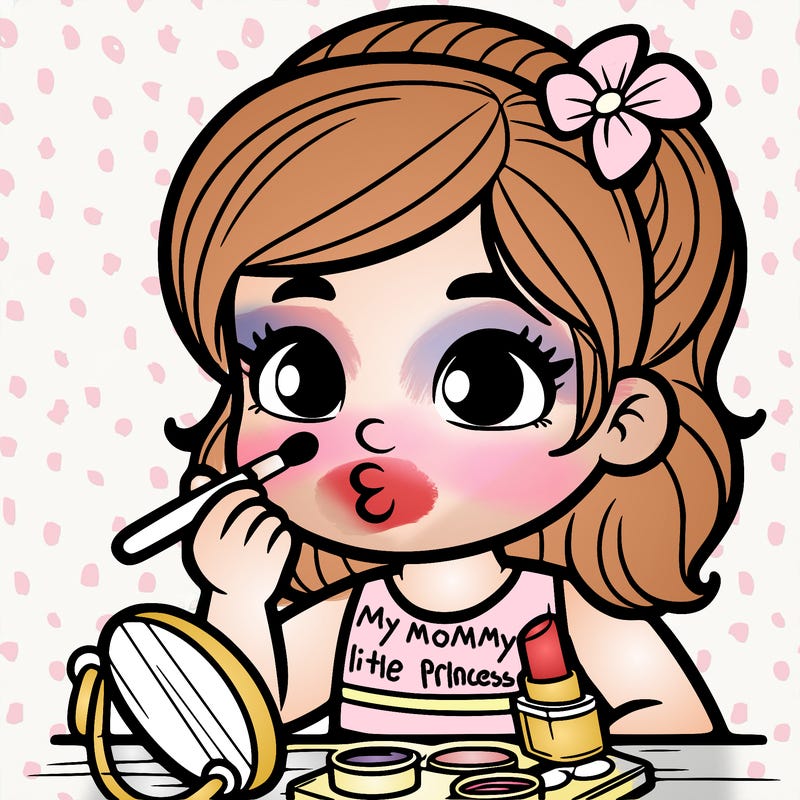 a kid doing her makeup
