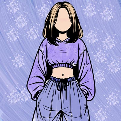 realistic girl faceless with baggy pants and a crop top