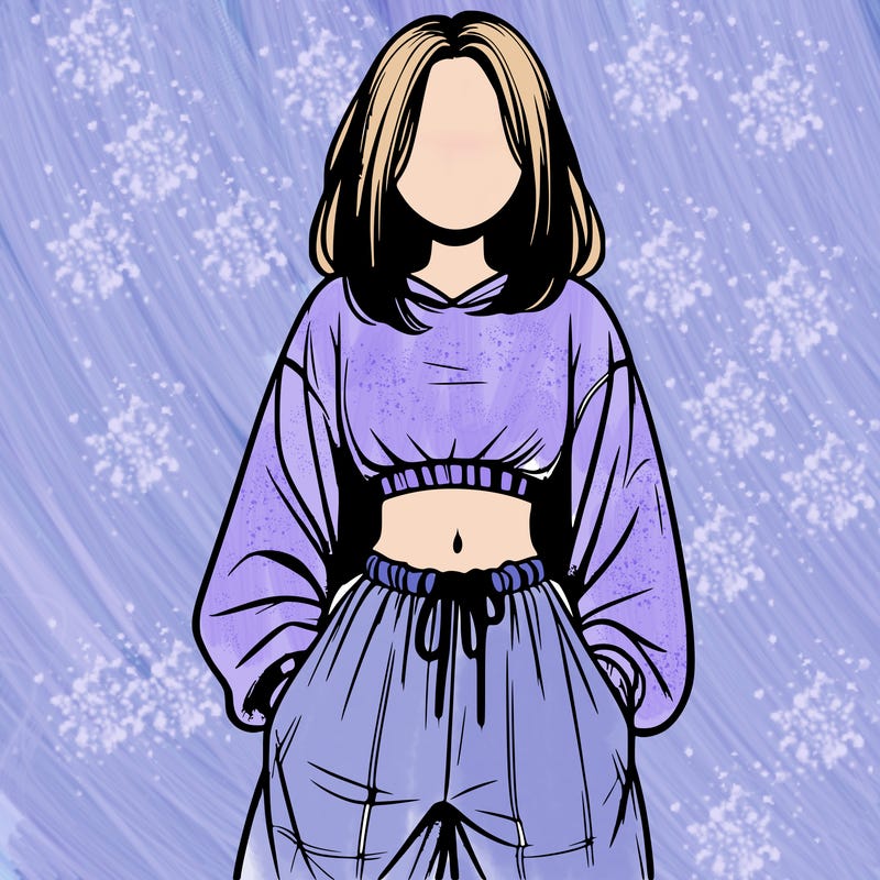 realistic girl faceless with baggy pants and a crop top