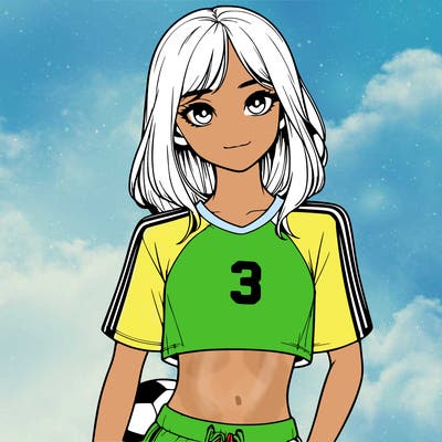 realistic girl wearing soccer jersey