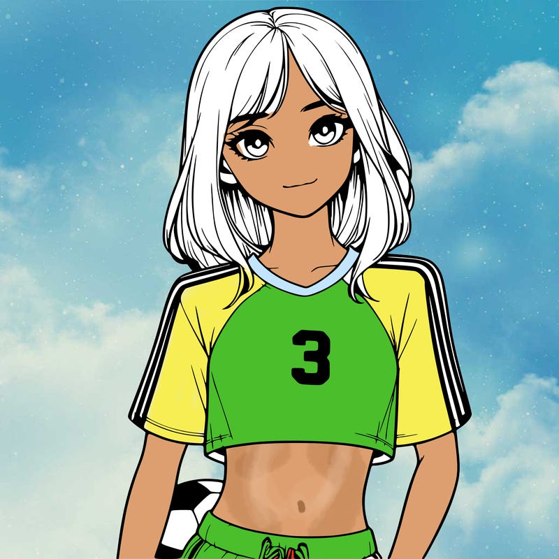 realistic girl wearing soccer jersey