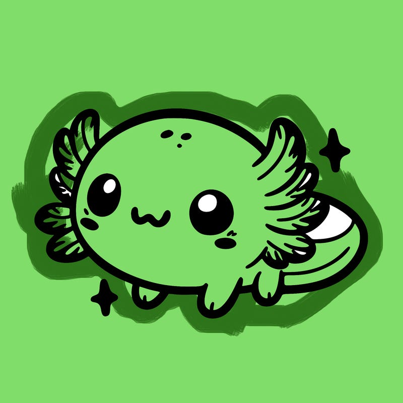 cute easy baby axolotl