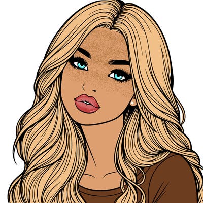 realistic girl with hair on her hair and lips