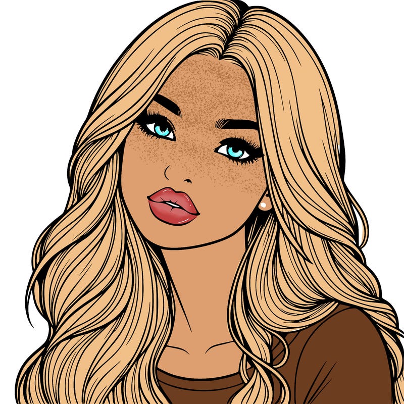 realistic girl with hair on her hair and lips