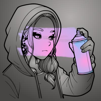 a realistic girl, spray painting