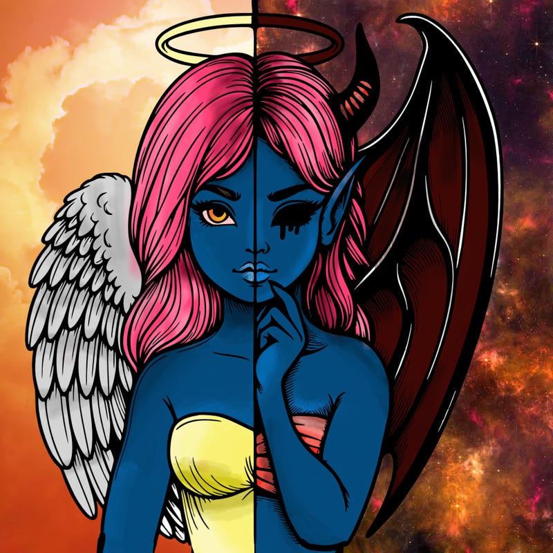 realistic angel half demon