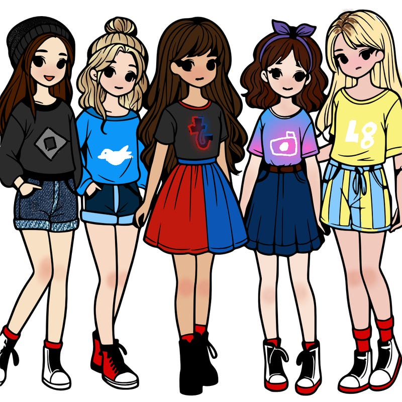 a group of five girls