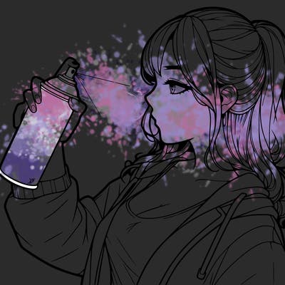 a realistic girl spray, painting