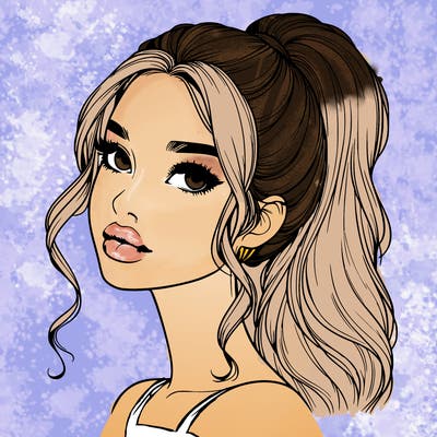 realistic girl with a ponytail on her hair and lips