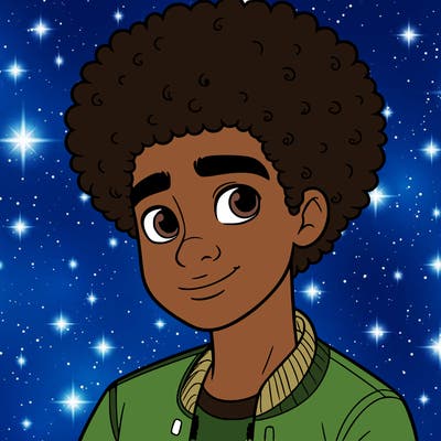 teen boy with afro
