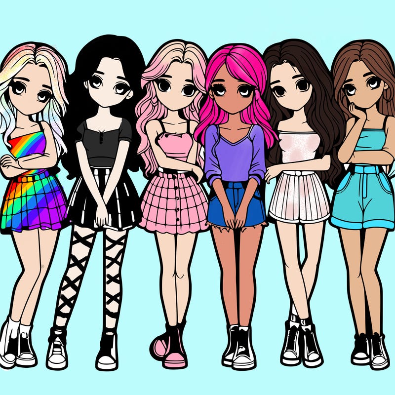 a group of girls realistic